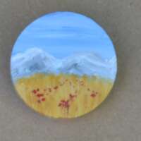 Poppies and Distant Mountain Brooch thumbnail