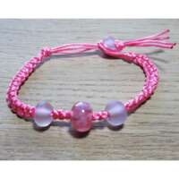 Pink Knotted Bracelet with Glass Beads thumbnail