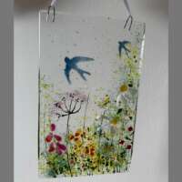 Fused Glass Meadow with Swallows Hanger thumbnail