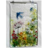 Fused Glass Meadow with Swallows Hanger thumbnail
