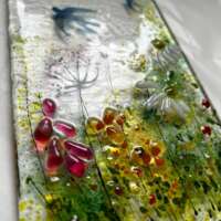 Fused Glass Meadow with Swallows Hanger thumbnail