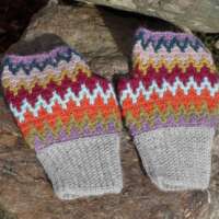 Cottage Garden Mittens with Light Grey Cuff thumbnail