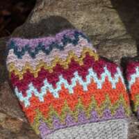 Cottage Garden Mittens with Light Grey Cuff thumbnail