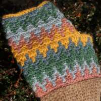 Spring Shoots Mittens with Light Brown Cuff thumbnail