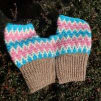 Candy Cream Mittens with Light Brown Cuff thumbnail