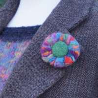 Multi Coloured Harris Tweed Felted Brooch thumbnail