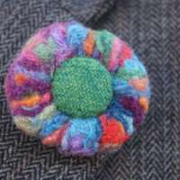 Multi Coloured Harris Tweed Felted Brooch thumbnail