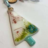 Fused Glass Tree Decoration with Music Decal and Forget me Nots thumbnail