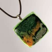 Orange and Green Clay Square Pendant thumbnail