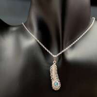 Sterling Silver Peacock Feather Pendant Necklace thumbnail