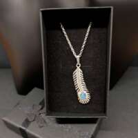 Sterling Silver Peacock Feather Pendant Necklace thumbnail