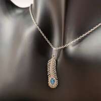 Sterling Silver Peacock Feather Pendant Necklace thumbnail