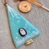 Fused Glass Tree Decoration with Little Penguin thumbnail