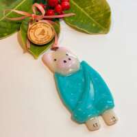Fused Glass Pig in Blanket Decoration thumbnail