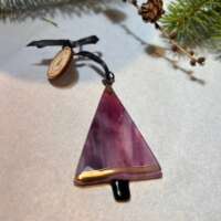 Fused Glass Pink and Purple Christmas Tree Decoration thumbnail