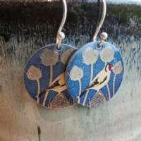 Goldfinch on Teasels Dinky Drop Disc Earrings thumbnail