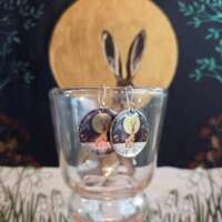 Hare and Snowdrops Disc Earrings thumbnail