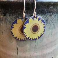 Connor's Sunflower Dinky Drop Disc Earrings thumbnail