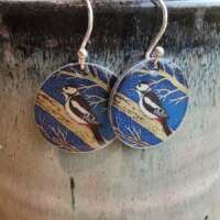 Great Spotted Woodpecker Dinky Drop Disc Earrings thumbnail