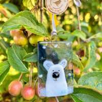 Fused Glass Polar Bear Snow Decoration thumbnail