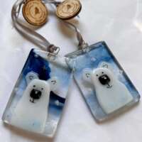 Fused Glass Polar Bear Snow Decoration thumbnail