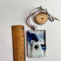 Fused Glass Polar Bear Snow Decoration thumbnail