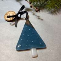 Fused Glass Powder Blue Christmas Tree Decoration thumbnail