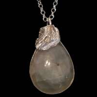 Prehnite with Silver Leaf Pendant thumbnail