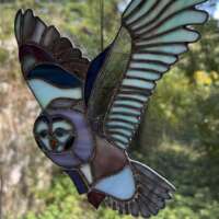Stained Glass Owl Suncatcher in Purple thumbnail