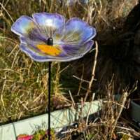 Fused Glass Purple Pansy Garden Stake thumbnail