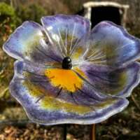 Fused Glass Purple Pansy Garden Stake thumbnail