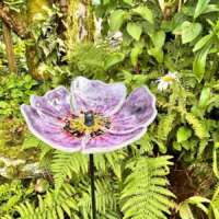 Fused Glass Purple Poppy Garden Stake thumbnail