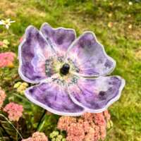 Fused Glass Purple Poppy Garden Stake thumbnail