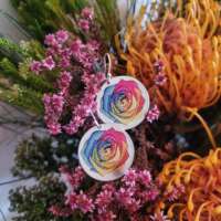 Rainbow Rose Disc Earrings thumbnail