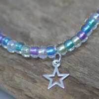 Rainbow Stretch Beaded Bracelet with Star Charm thumbnail