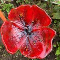 Fused Glass Red Poppy Garden Stake thumbnail