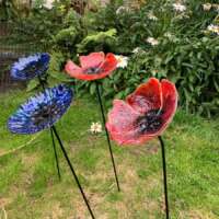 Fused Glass Yellow Poppy Garden Stake thumbnail