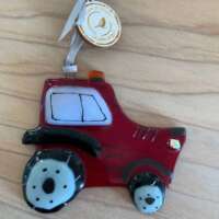 Fused Glass Red Tractor Decoration thumbnail