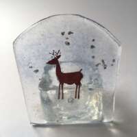 Fused Glass Reindeer Candle Holder thumbnail