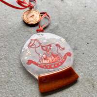 Fused Glass Rocking Horse Snow Globe thumbnail