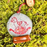 Fused Glass Rocking Horse Snow Globe thumbnail