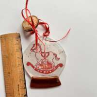 Fused Glass Rocking Horse Snow Globe thumbnail