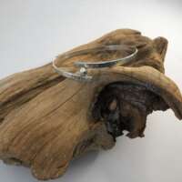 Silver Crossover Bangle with Pebble thumbnail