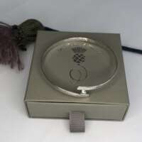 Silver Crossover Bangle with Pebble thumbnail