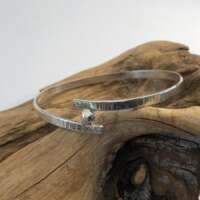 Silver Crossover Bangle with Pebble thumbnail