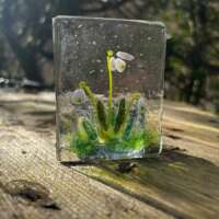 Snowdrops Fused Glass Candle Holder thumbnail