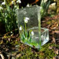 Snowdrops Fused Glass Candle Holder thumbnail