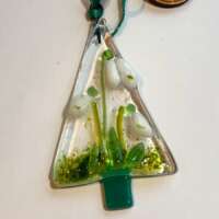 Fused Glass Tree Decoration with Snowdrops thumbnail