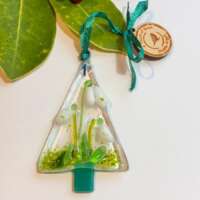 Fused Glass Tree Decoration with Snowdrops thumbnail