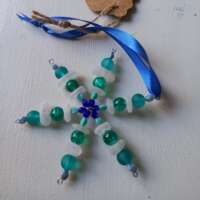 Sea Glass and Bead Snowflake Decoration thumbnail